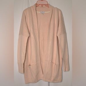 Talula by Aritzia Lenox Open Front Cardigan Soft Pink Cashmere Blend Small